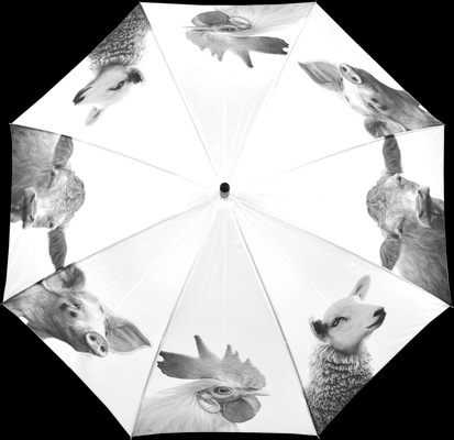 Paraguas Animales de Granja Blanco y Negro